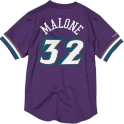 Men Mitchell & Ness T-Shirts & Tops-Name And Number Mesh Top Utah Jazz 1996-97 Karl Malone