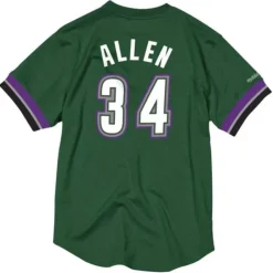 Men Mitchell & Ness T-Shirts & Tops-Name And Number Mesh Top Milwaukee Bucks 1996-97 Ray Allen