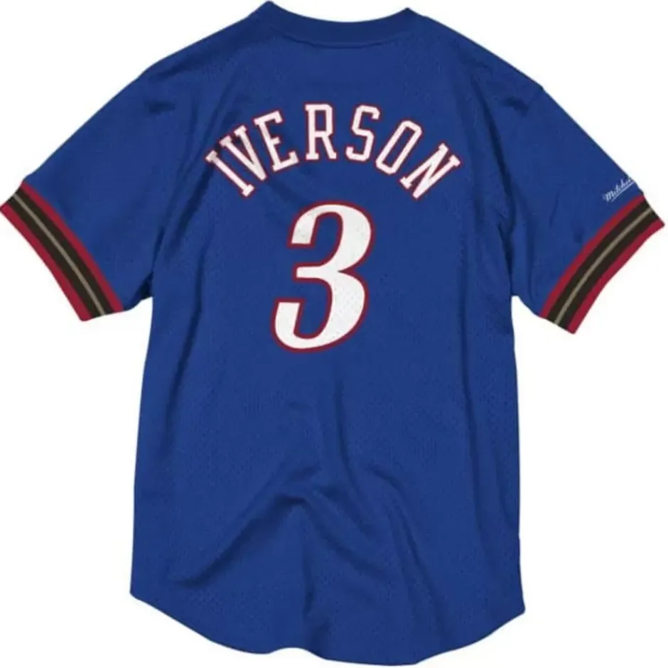 Men Mitchell & Ness T-Shirts & Tops-Name And Number Mesh Top Philadelphia 76Ers 2001-02 Allen Iverson