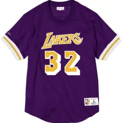 Men Mitchell & Ness T-Shirts & Tops-Name And Number Mesh Top Los Angeles Lakers Magic Johnson