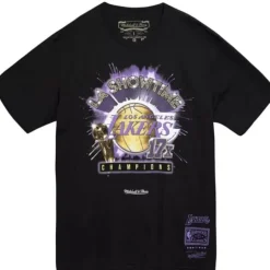 Men Mitchell & Ness T-Shirts & Tops-Nba Showtime 17X Tee Los Angeles Lakers