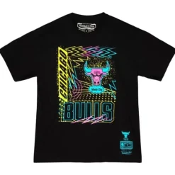 Men Mitchell & Ness T-Shirts & Tops-Neon Tee Chicago Bulls