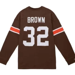 Men Mitchell & Ness T-Shirts & Tops-N&N Longsleeve Tee Cleveland Browns 1963 Jim Brown