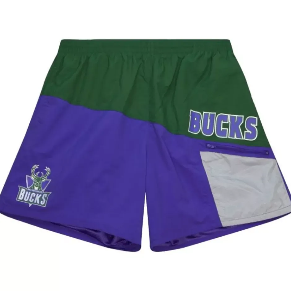 Men Mitchell & Ness Shorts-Nylon Utility Shorts Milwaukee Bucks