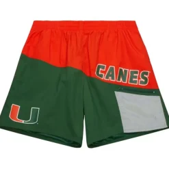 Men Mitchell & Ness Shorts-Nylon Utility Shorts University Of Miami