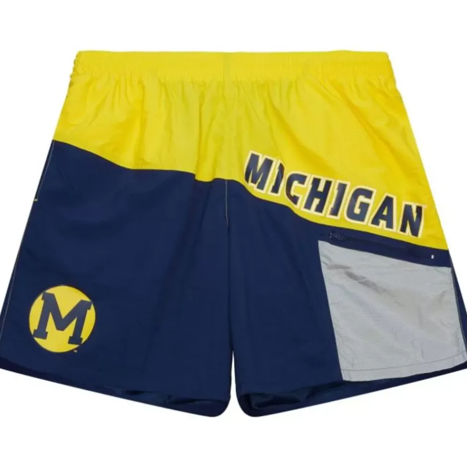 Men Mitchell & Ness Shorts-Nylon Utility Shorts University Of Michigan
