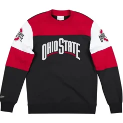 Men Mitchell & Ness Hoodies & Sweatshirts-Overtime Win Fleece Crew Ohio State University