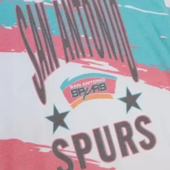 Men Mitchell & Ness T-Shirts & Tops-Paintbrush Sublimated Ss Tee San Antonio Spurs