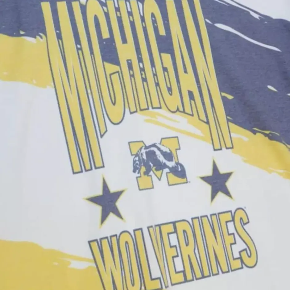 Men Mitchell & Ness T-Shirts & Tops-Paintbrush Sublimated S/S Tee University Of Michigan