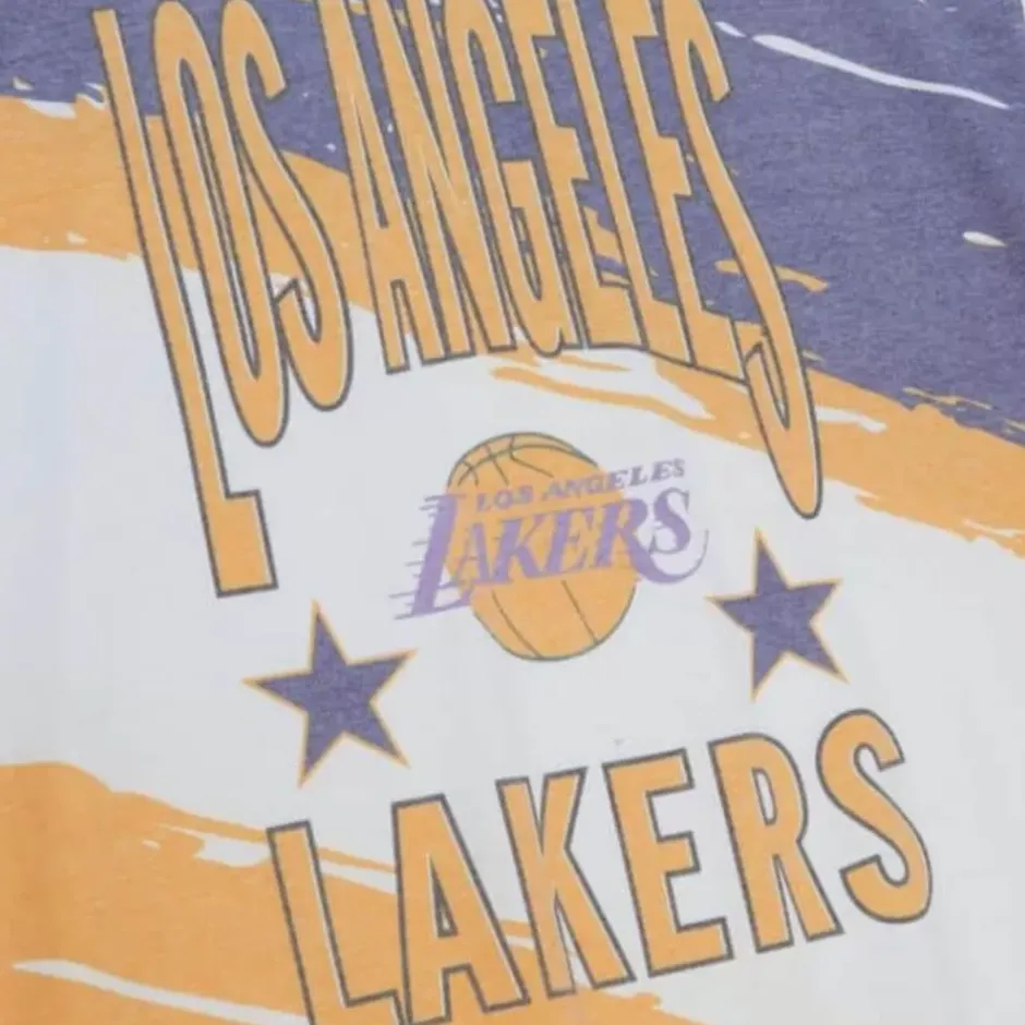 Men Mitchell & Ness T-Shirts & Tops-Paintbrush Sublimated Ss Tee Los Angeles Lakers