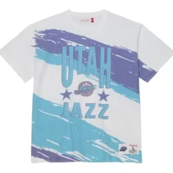 Men Mitchell & Ness T-Shirts & Tops-Paintbrush Sublimated Ss Tee Utah Jazz