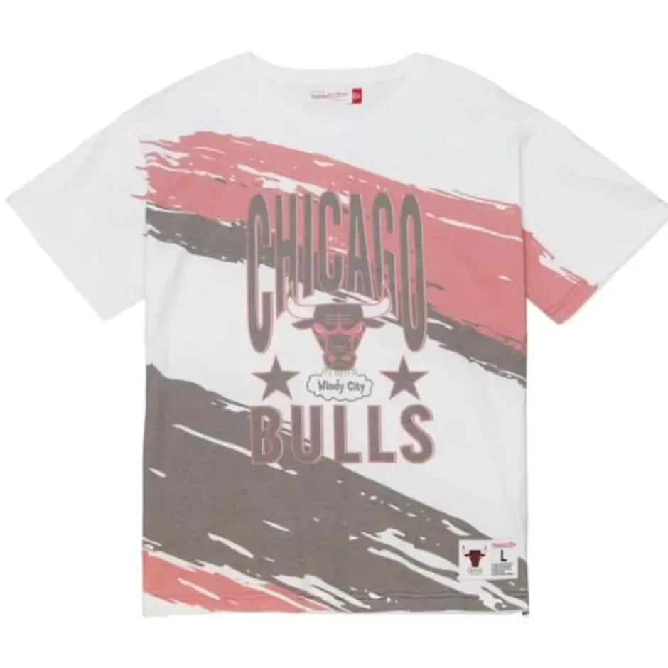 Men Mitchell & Ness T-Shirts & Tops-Paintbrush Sublimated Ss Tee Chicago Bulls