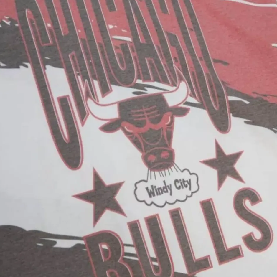 Men Mitchell & Ness T-Shirts & Tops-Paintbrush Sublimated Ss Tee Chicago Bulls