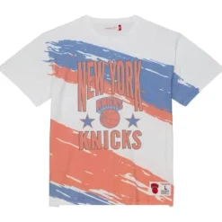 Men Mitchell & Ness T-Shirts & Tops-Paintbrush Sublimated Ss Tee New York Knicks
