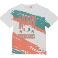 Men Mitchell & Ness T-Shirts & Tops-Paintbrush Sublimated S/S Tee University Of Miami