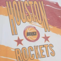 Men Mitchell & Ness T-Shirts & Tops-Paintbrush Sublimated Ss Tee Houston Rockets