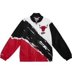 Men Mitchell & Ness Jackets & Outerwear-Paintbrush Windbreaker Chicago Bulls