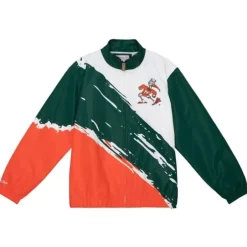 Men Mitchell & Ness Jackets & Outerwear-Paintbrush Windbreaker University Of Miami