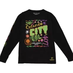 Men Mitchell & Ness T-Shirts & Tops-Papel Picado Ls Orlando City Sc