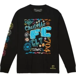 Men Mitchell & Ness T-Shirts & Tops-Papel Picado Ls Tee Charlotte Fc