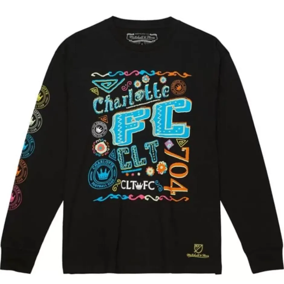 Men Mitchell & Ness T-Shirts & Tops-Papel Picado Ls Tee Charlotte Fc
