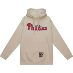 Men Mitchell & Ness Hoodies & Sweatshirts-Phillies Logo Pullover Philadelphia Phillies