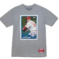 Men Mitchell & Ness T-Shirts & Tops-Photo Real Doc Hall Tee Philadelphia Phillies Roy Halladay