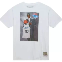 Men Mitchell & Ness T-Shirts & Tops-Photo Real Draft Day Tee Orlando Magic Shaquille O'Neal