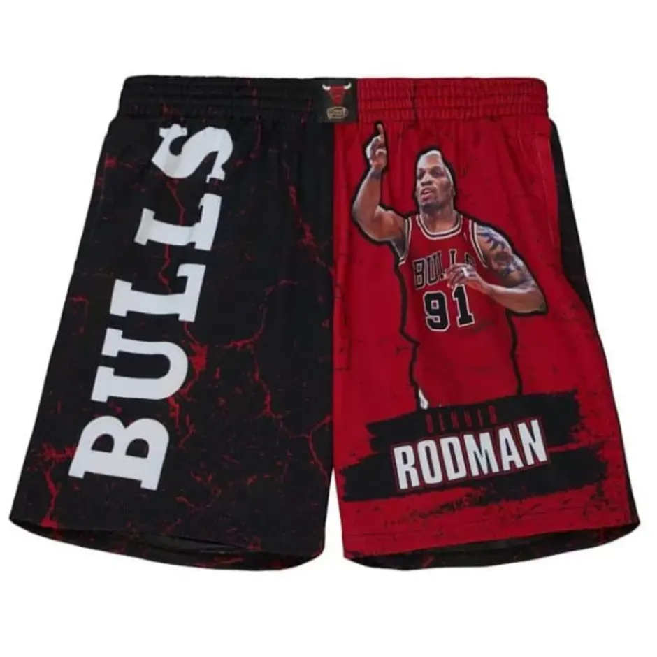 Men Mitchell & Ness Shorts-Player Burst Mesh Shorts Chicago Bulls Dennis Rodman
