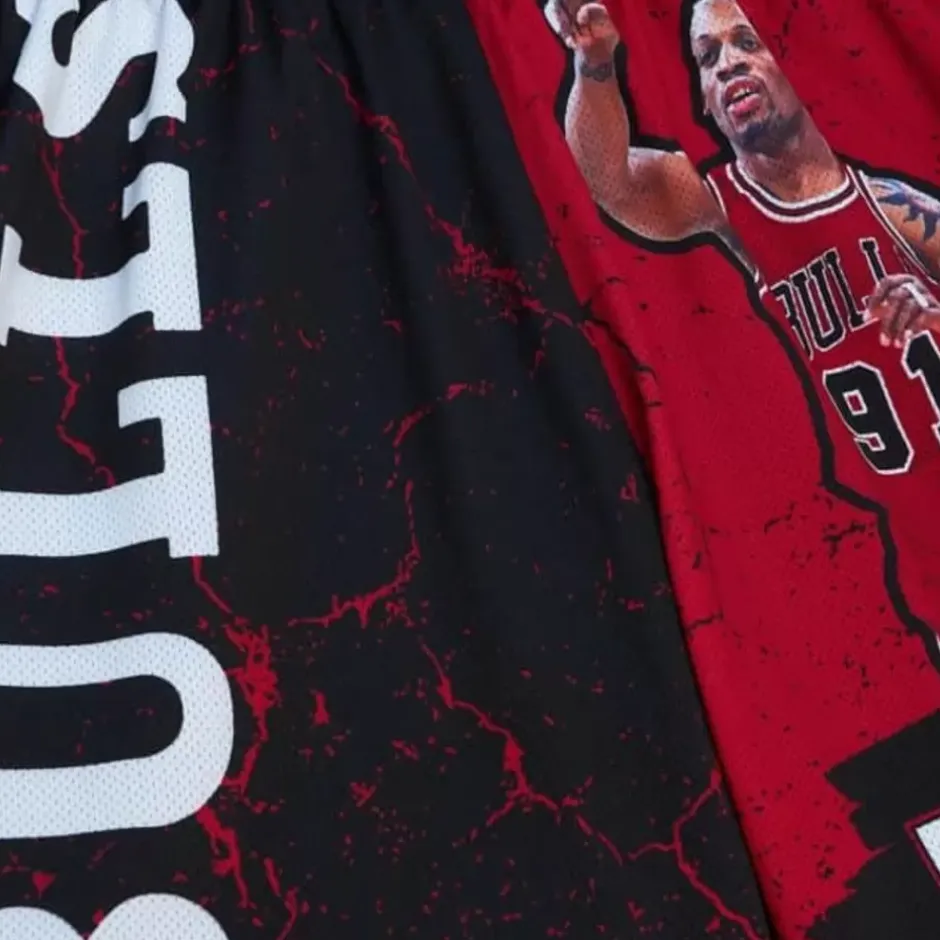 Men Mitchell & Ness Shorts-Player Burst Mesh Shorts Chicago Bulls Dennis Rodman