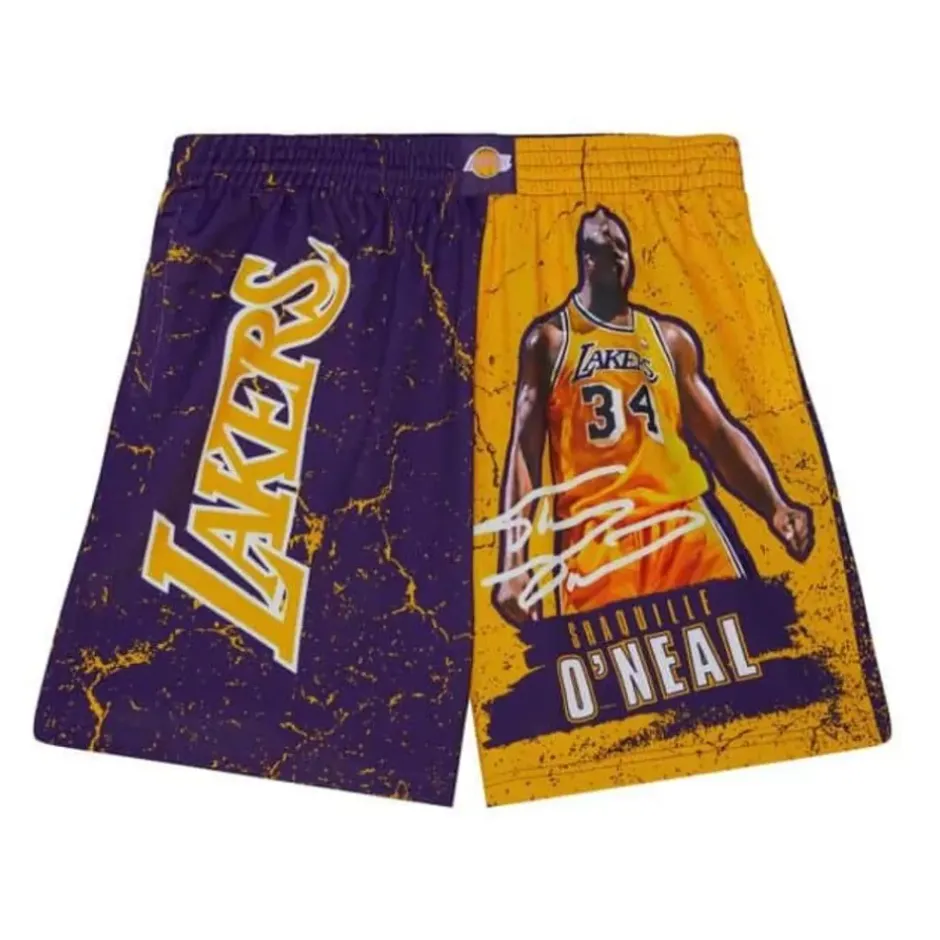 Men Mitchell & Ness Shorts-Player Burst Mesh Shorts Los Angeles Lakers Shaquille O'Neal