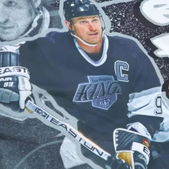 Men Mitchell & Ness Jackets & Outerwear-Player Burst Warm Up Jacket Los Angeles Kings Wayne Gretzky