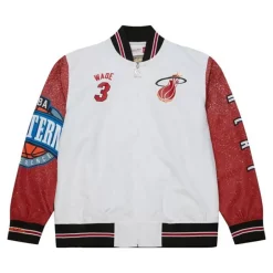 Men Mitchell & Ness Jackets & Outerwear-Player Burst Warm Up Jacket Miami Heat Dwyane Wade