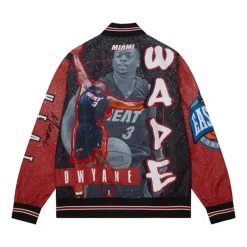 Men Mitchell & Ness Jackets & Outerwear-Player Burst Warm Up Jacket Miami Heat Dwyane Wade