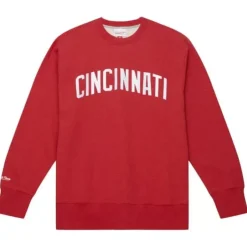 Men Mitchell & Ness Hoodies & Sweatshirts-Playoff Win 2.0 Crew Cincinnati Reds