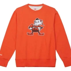 Men Mitchell & Ness Hoodies & Sweatshirts-Playoff Win 2.0 Crew Cleveland Browns