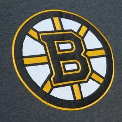 Men Mitchell & Ness Hoodies & Sweatshirts-Playoff Win 2.0 Crew Current Logo Boston Bruins