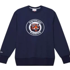 Men Mitchell & Ness Hoodies & Sweatshirts-Playoff Win 2.0 Crew Detroit Tigers