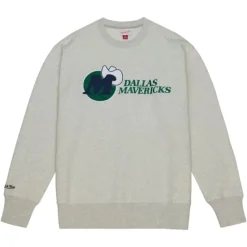 Men Mitchell & Ness Hoodies & Sweatshirts-Playoff Win 2.0 Crew Vintage Dallas Mavericks