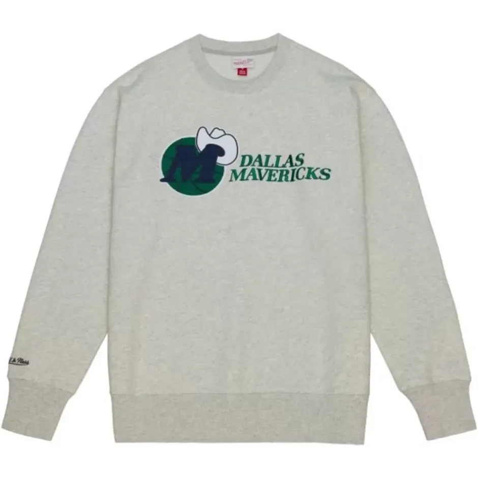 Men Mitchell & Ness Hoodies & Sweatshirts-Playoff Win 2.0 Crew Vintage Dallas Mavericks