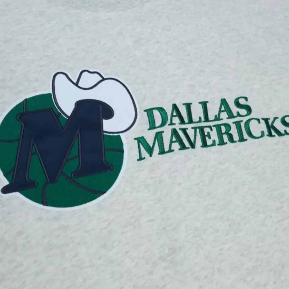 Men Mitchell & Ness Hoodies & Sweatshirts-Playoff Win 2.0 Crew Vintage Dallas Mavericks