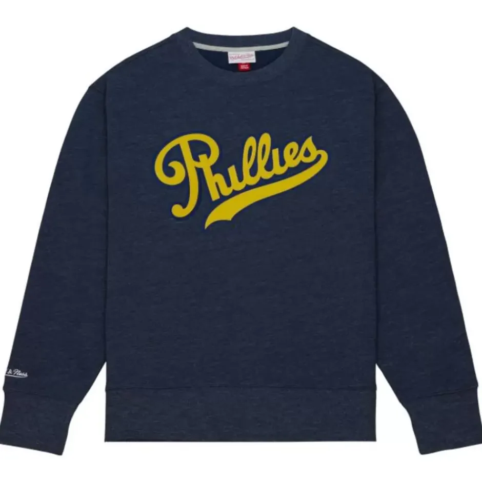 Men Mitchell & Ness Hoodies & Sweatshirts-Playoff Win 2.0 Crew Vintage Philadelphia Phillies