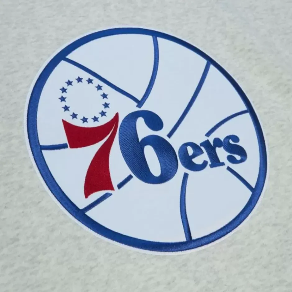 Men Mitchell & Ness Hoodies & Sweatshirts-Playoff Win 2.0 Crew Vintage Philadelphia 76Ers