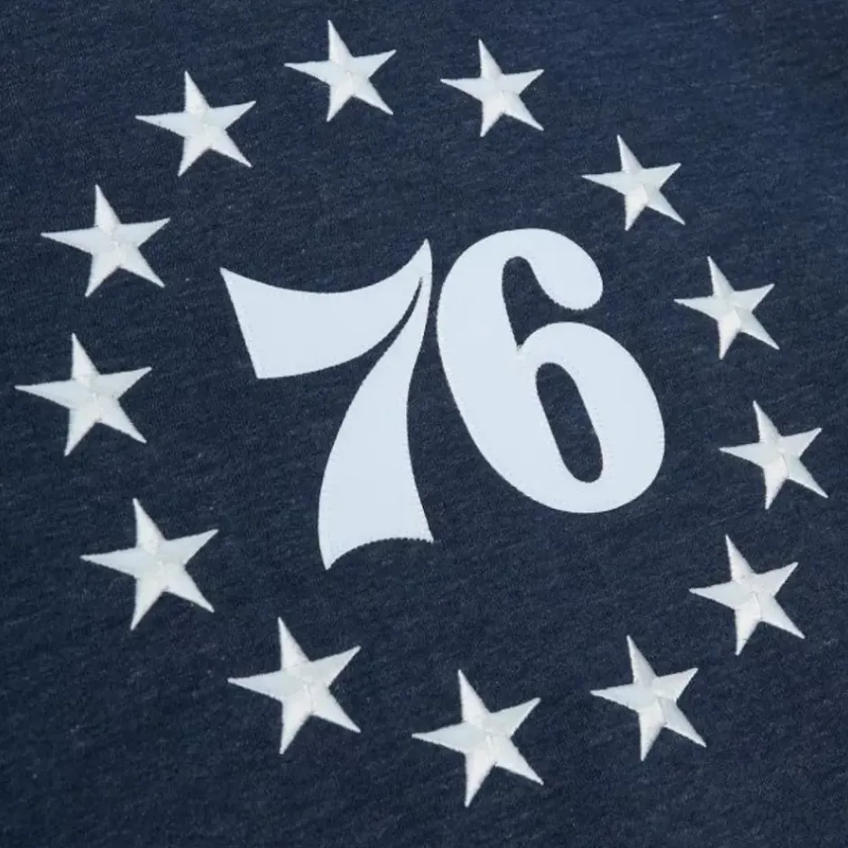 Men Mitchell & Ness Hoodies & Sweatshirts-Playoff Win 2.0 Crew Vintage Philadelphia 76Ers