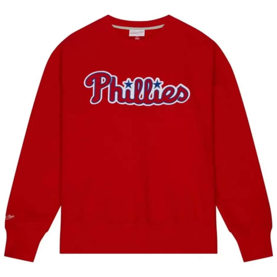 Men Mitchell & Ness Hoodies & Sweatshirts-Playoff Win 2.0 Crew Vintage Philadelphia Phillies