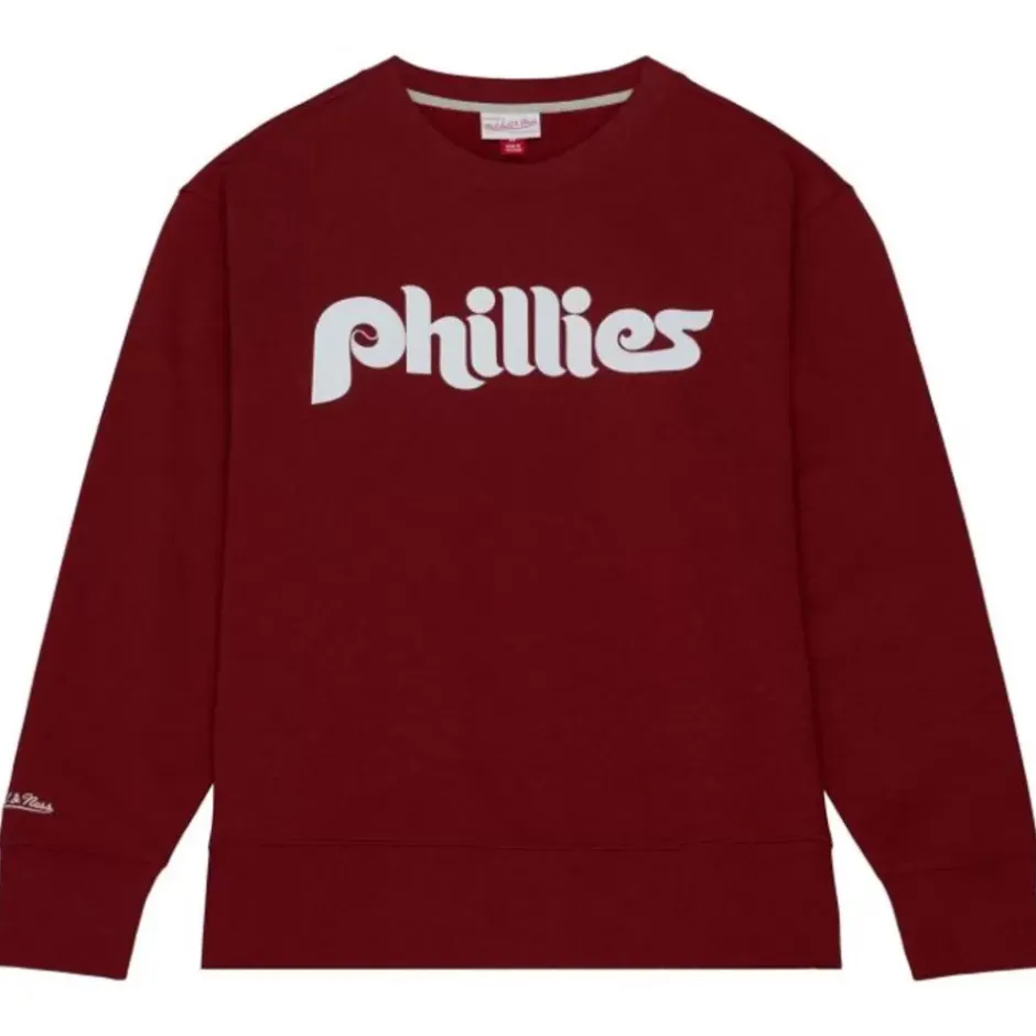 Men Mitchell & Ness Hoodies & Sweatshirts-Playoff Win 2.0 Crew Vintage Philadelphia Phillies