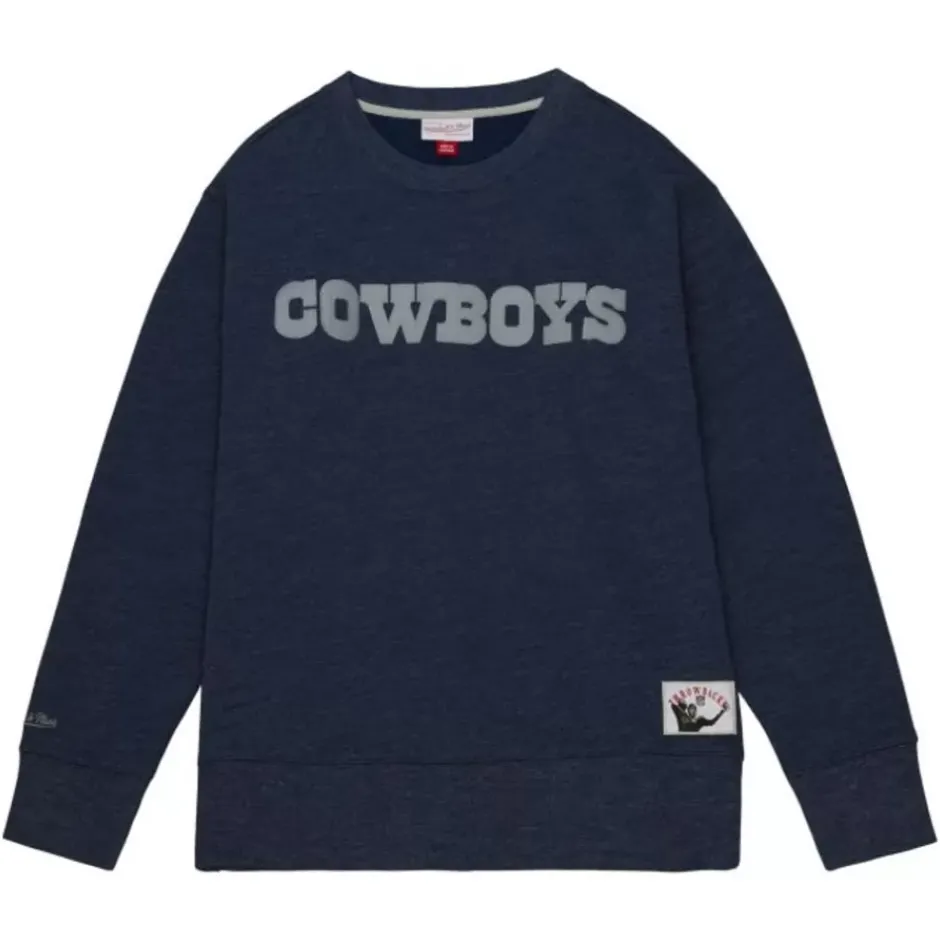 Men Mitchell & Ness Hoodies & Sweatshirts-Playoff Win 2.0 Crew Vintage Dallas Cowboys