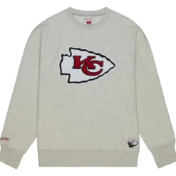 Men Mitchell & Ness Hoodies & Sweatshirts-Playoff Win 2.0 Crew Vintage Kansas City Chiefs