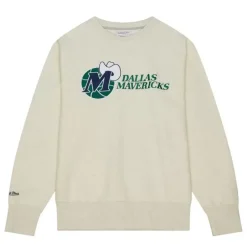 Men Mitchell & Ness Hoodies & Sweatshirts-Playoff Win 2.0 Crew Vintage Dallas Mavericks