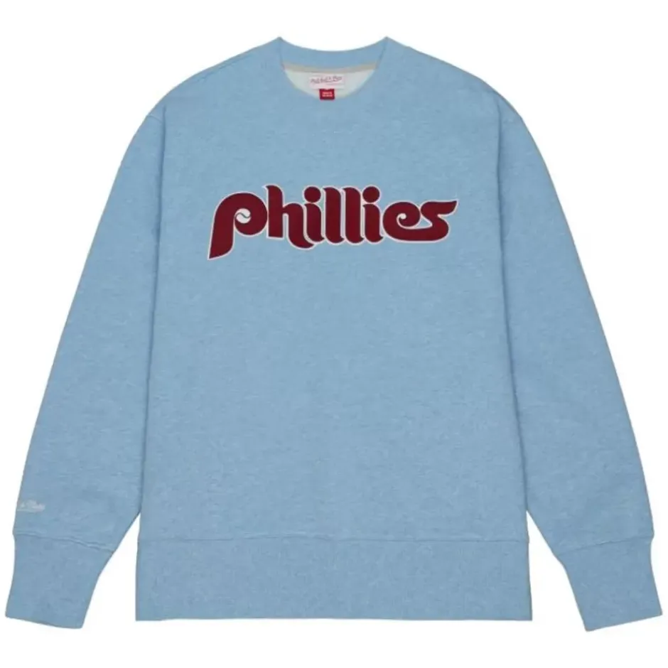 Men Mitchell & Ness Hoodies & Sweatshirts-Playoff Win 2.0 Crew Vintage Philadelphia Phillies